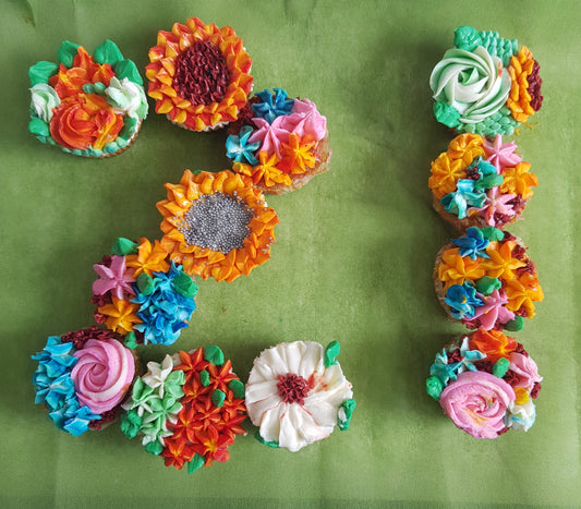 Eggless Two Number Monogram Floral cupcake